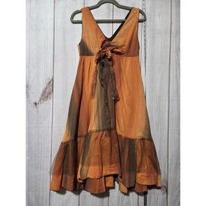 Rinascimento Dress Womens Large Orange Brown Ombre Empire Waist Boho Midi